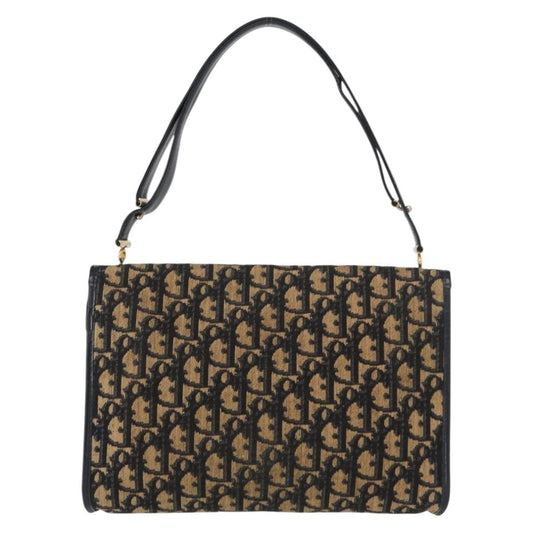Christian Dior Vintage Trotter Shoulder Bag Canvas, NAVY, CANVAS, Shoulder bag