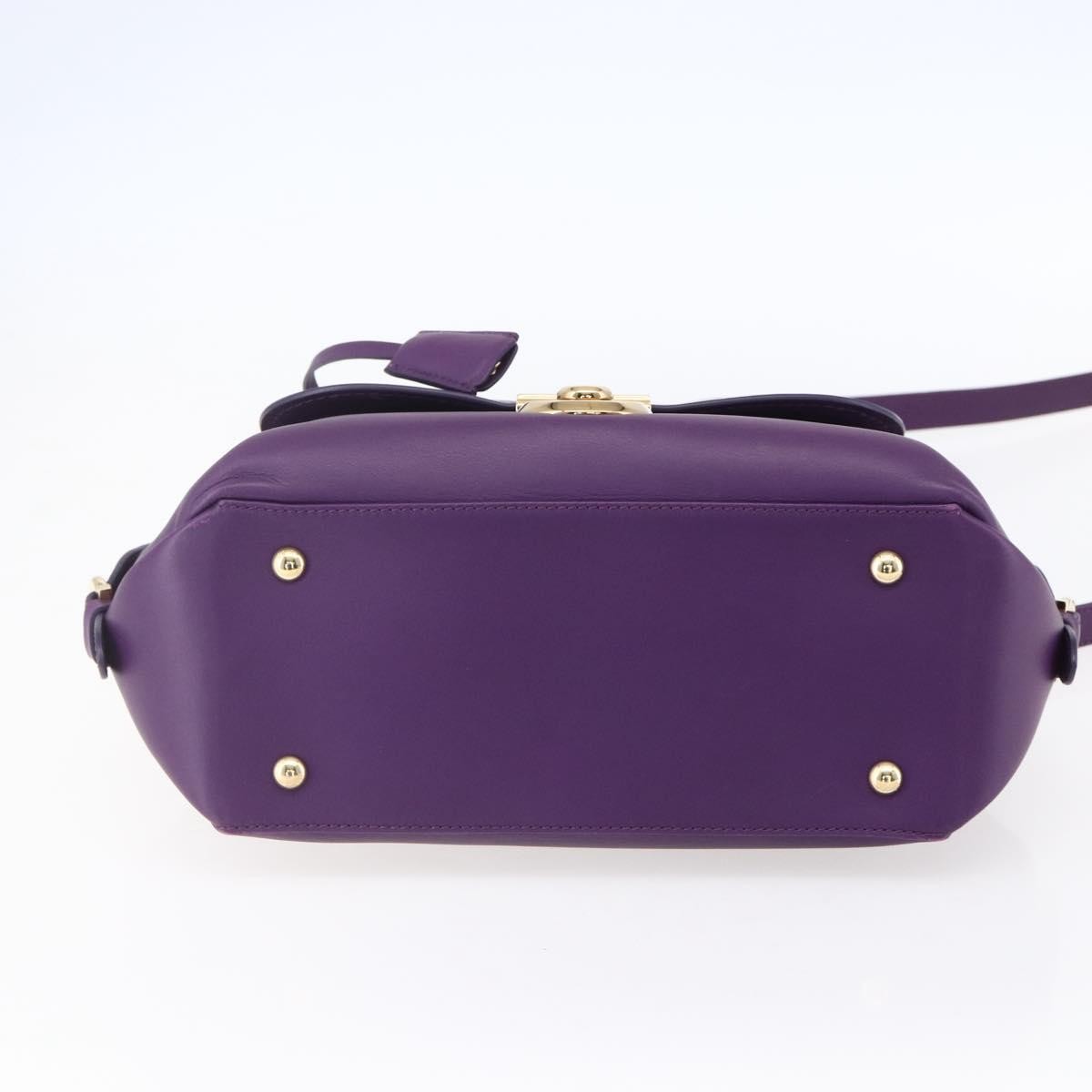Salvatore Ferragamo Vintage Fiamma Satchel Leather, PURPLE, LEATHER, Handbag