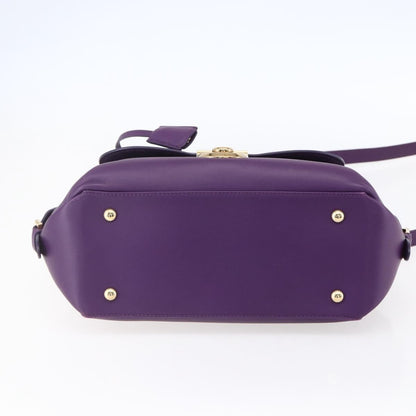 Salvatore Ferragamo Vintage Fiamma Satchel Leather, PURPLE, LEATHER, Handbag