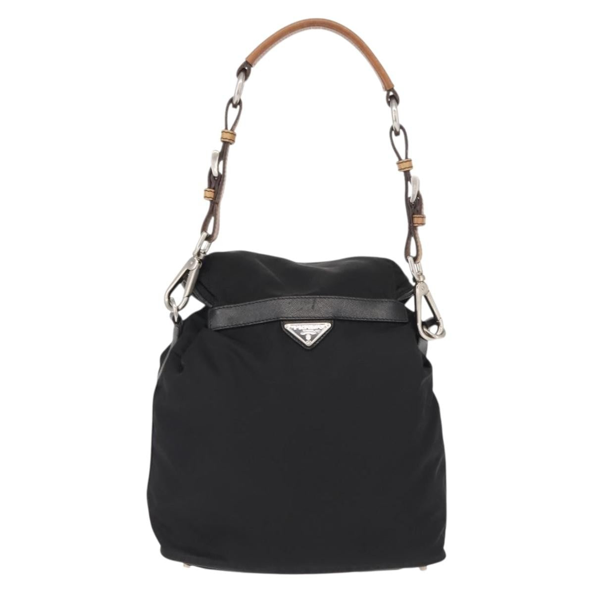Prada Double Pocket Shoulder Bag Tessuto, BLACK, NYLON, Shoulder bag