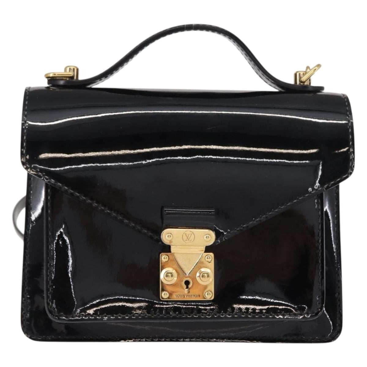 Louis Vuitton Monceau Handbag Vernis, BLACK, PATENT_LEATHER, Handbag