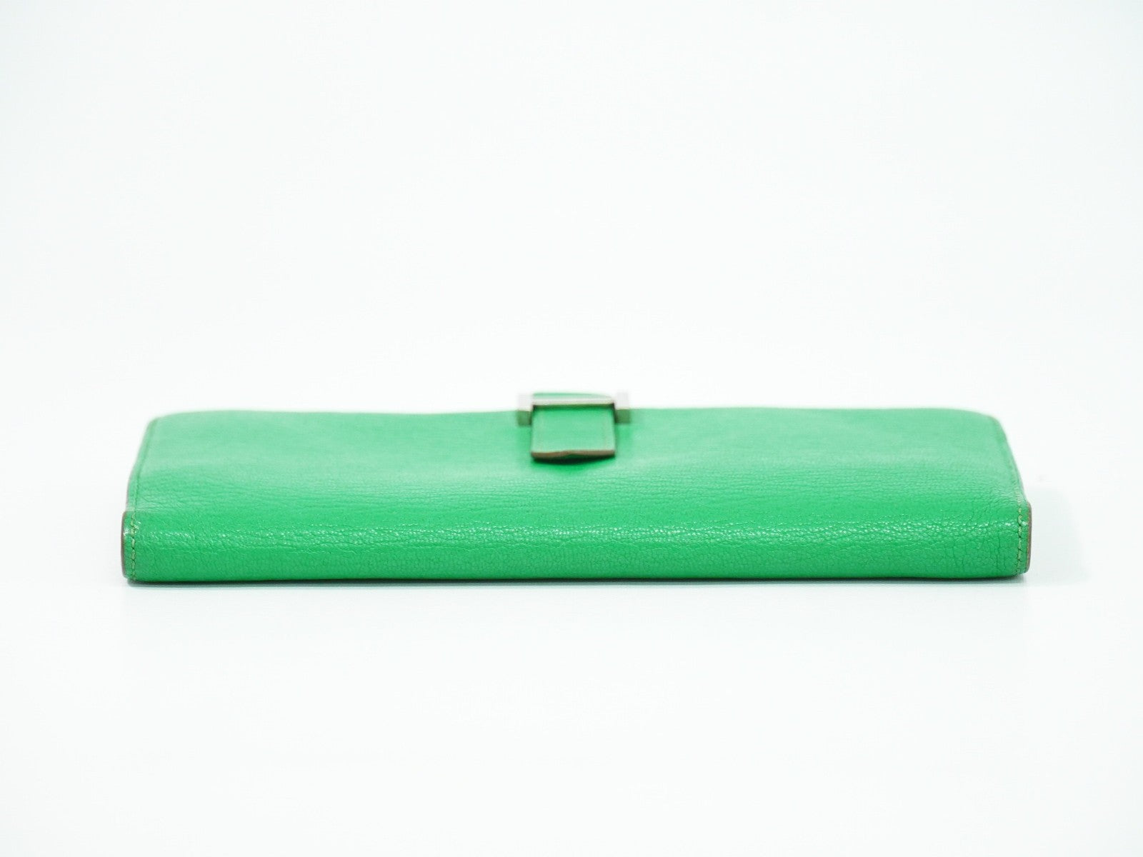 Hermes Bearn Wallet Chevre Mysore, GREEN, LEATHER, Wallets