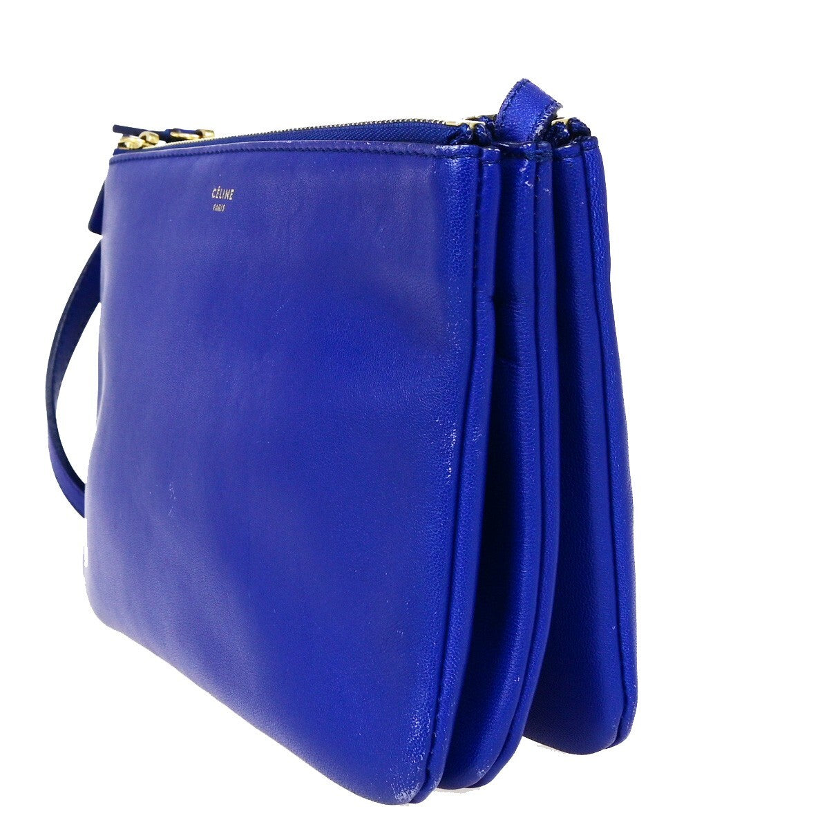 Celine Trio Crossbody Bag Leather, BLUE, LEATHER, Crossbody bag