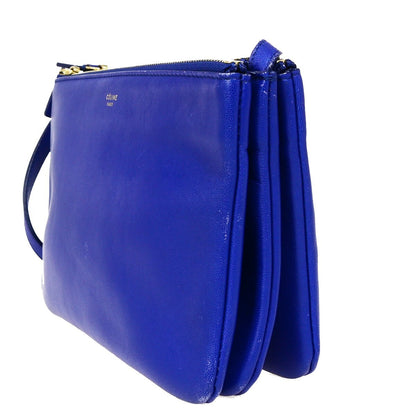 Celine Trio Crossbody Bag Leather, BLUE, LEATHER, Crossbody bag