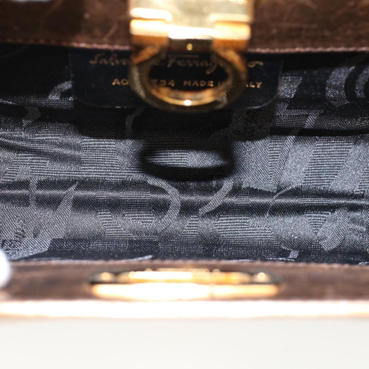 Salvatore Ferragamo Vintage Gancini Chain Shoulder Bag Leather, GOLD, LEATHER, Shoulder bag