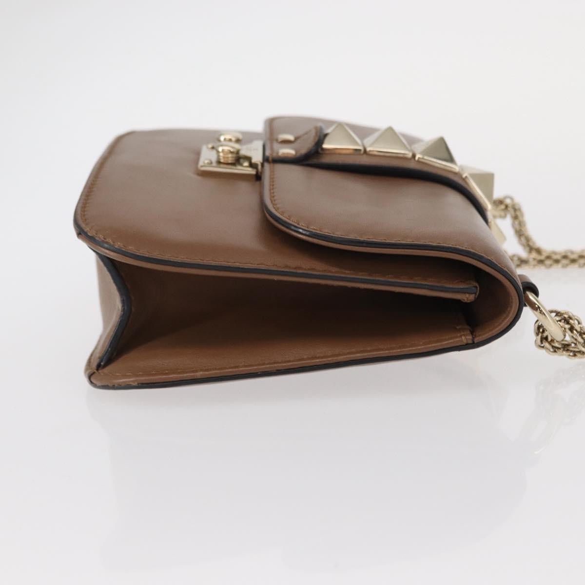 Valentino Garavani Rolling Rockstud Glam Lock Shoulder Bag Leather, BROWN, LEATHER, Shoulder bag