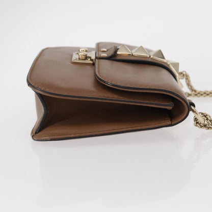 Valentino Garavani Rolling Rockstud Glam Lock Shoulder Bag Leather, BROWN, LEATHER, Shoulder bag