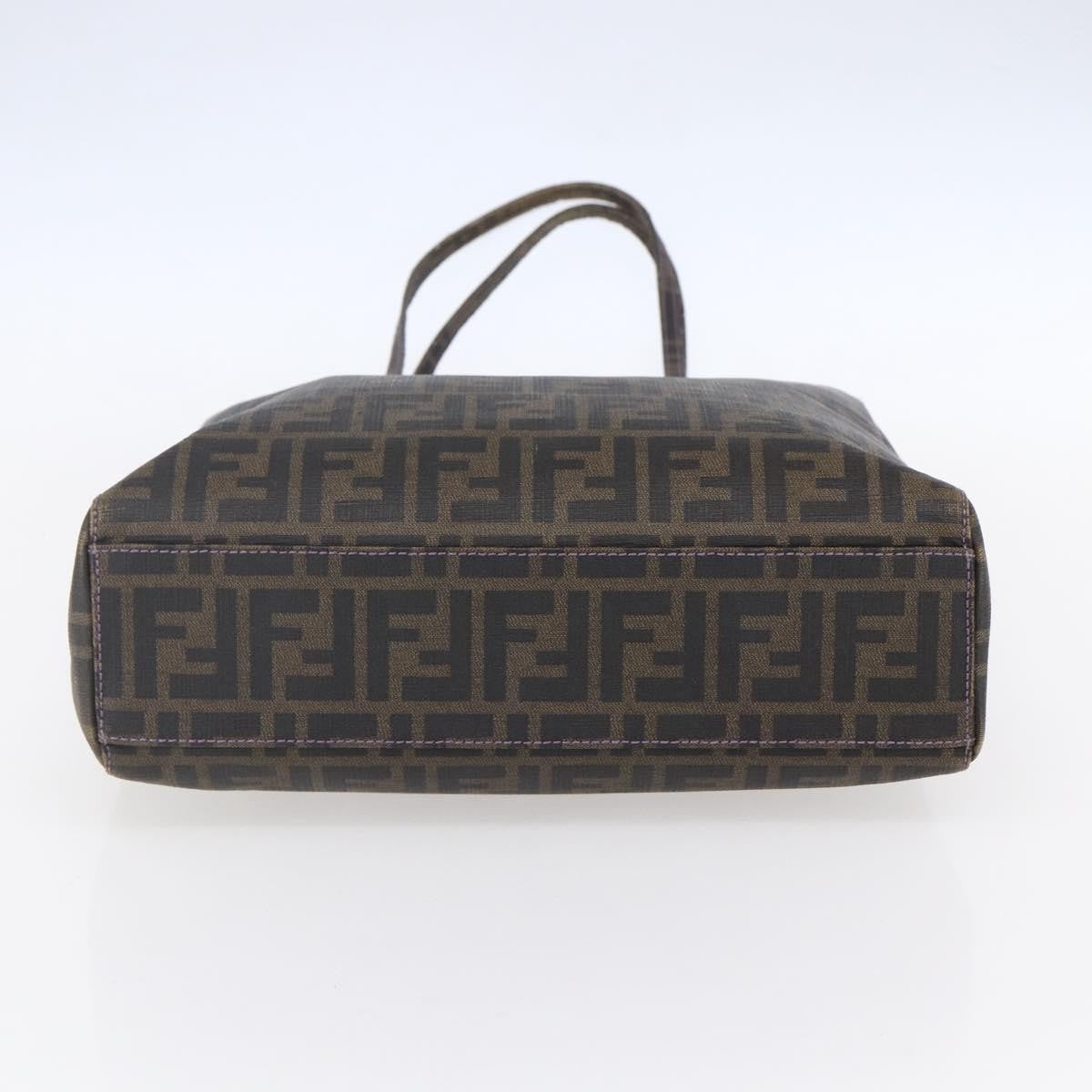 Fendi Compartment Shopping Tote Zucca Coated Canvas, BLACK, PVC, Tote bag