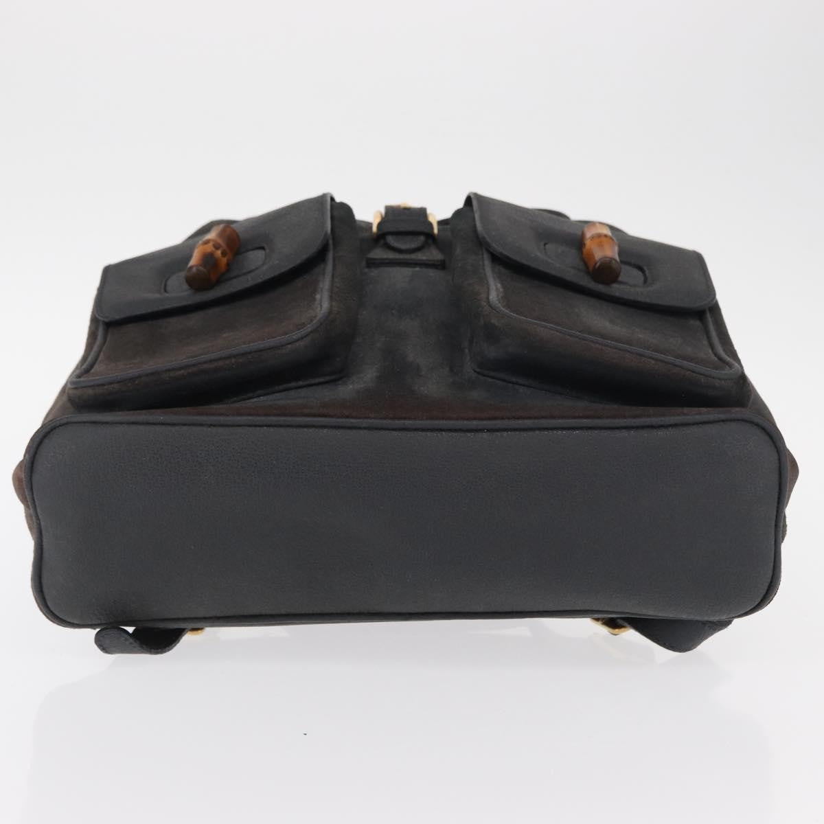 Gucci Vintage Bamboo Backpack Suede, NAVY, SUEDE, Backpack
