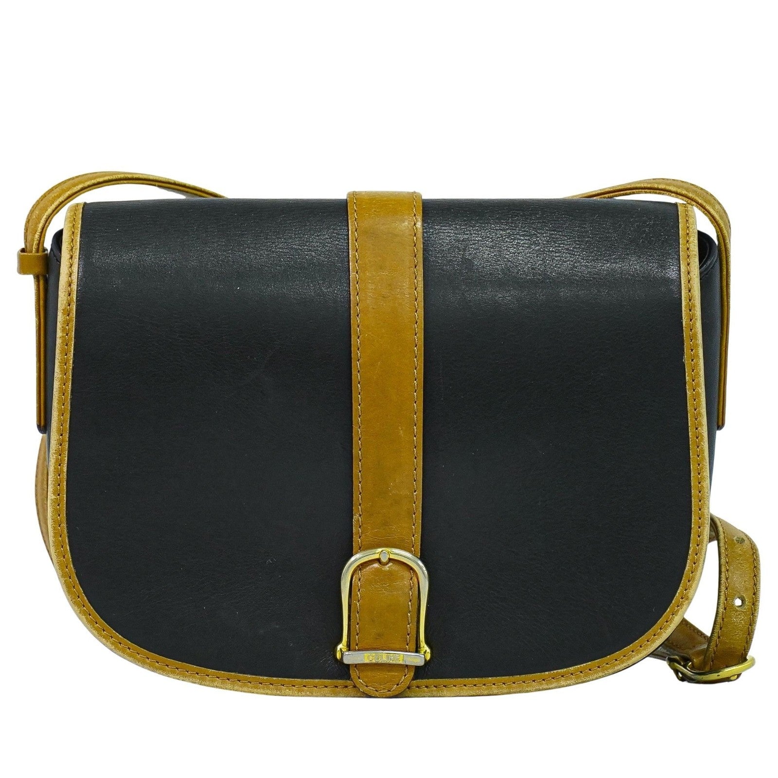 Celine Vintage Shoulder Bag Leather, BLACK, LEATHER, Shoulder bag