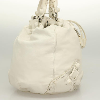 Balenciaga Pom Pon Giant Studs Bag Leather, WHITE, LEATHER, Handbag