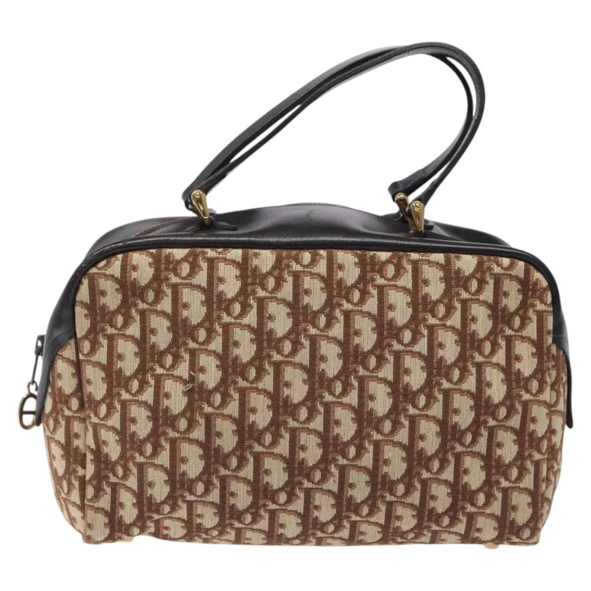 Christian Dior Vintage Trotter Handbag Canvas, BEIGE, CANVAS, Handbag