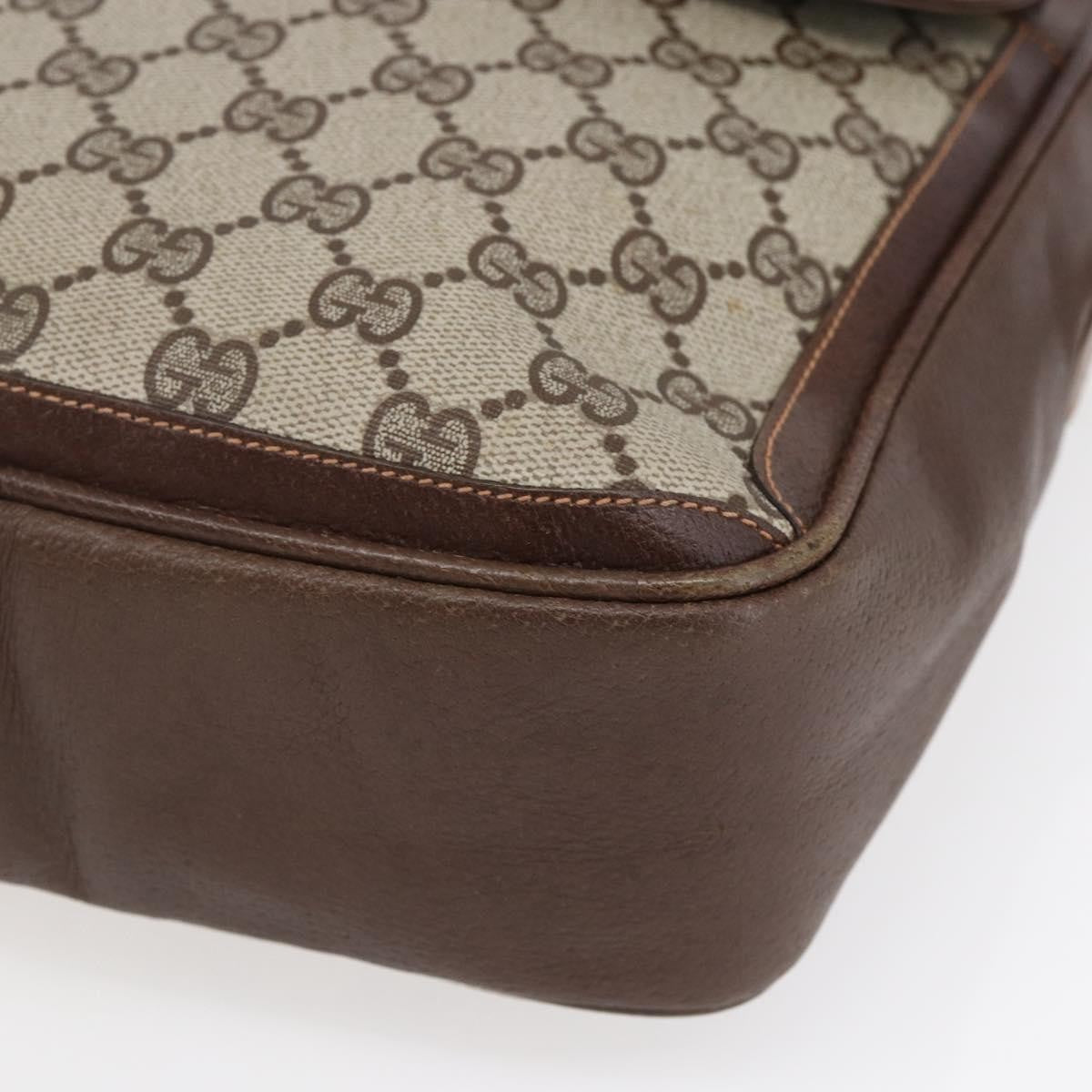 Gucci Front Pocket Messenger Bag GG Canvas with Leather, BEIGE, CANVAS, Shoulder bag