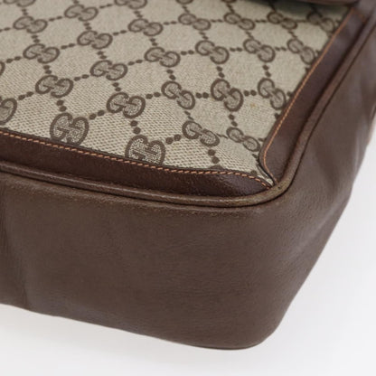 Gucci Front Pocket Messenger Bag GG Canvas with Leather, BEIGE, CANVAS, Shoulder bag