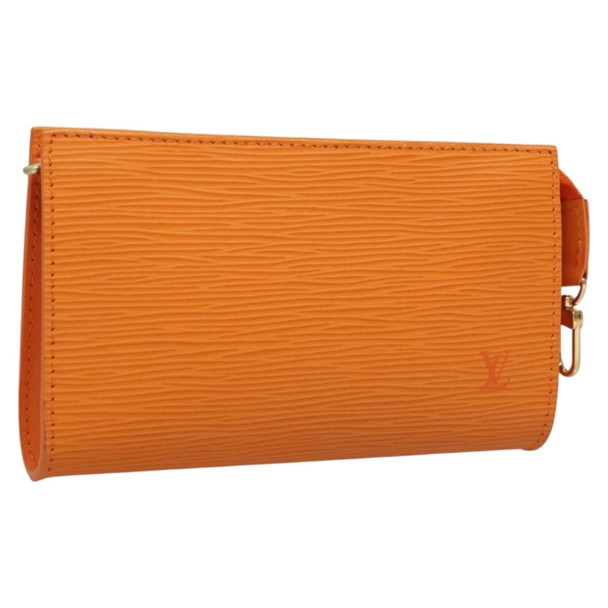 Louis Vuitton Pochette Accessoires Epi Leather, ORANGE, LEATHER, Clutche & pouche
