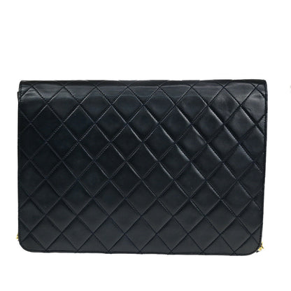 Chanel Vintage Chain Flap Bag Quilted Leather, NAVY, LEATHER, Shoulder bag