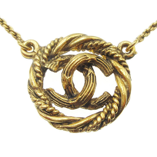 Chanel CC Round Pendant Necklace Metal, GOLD, GOLD_PLATED, Necklace
