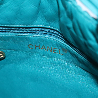 Chanel Vintage Resin Bucket Bag Woven Leather, TURQUOISE, LEATHER, Shoulder bag