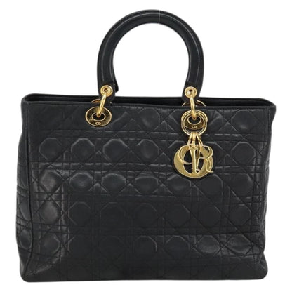 Christian Dior Vintage Lady Dior Bag Cannage Quilt Lambskin, BLACK, LEATHER, Handbag