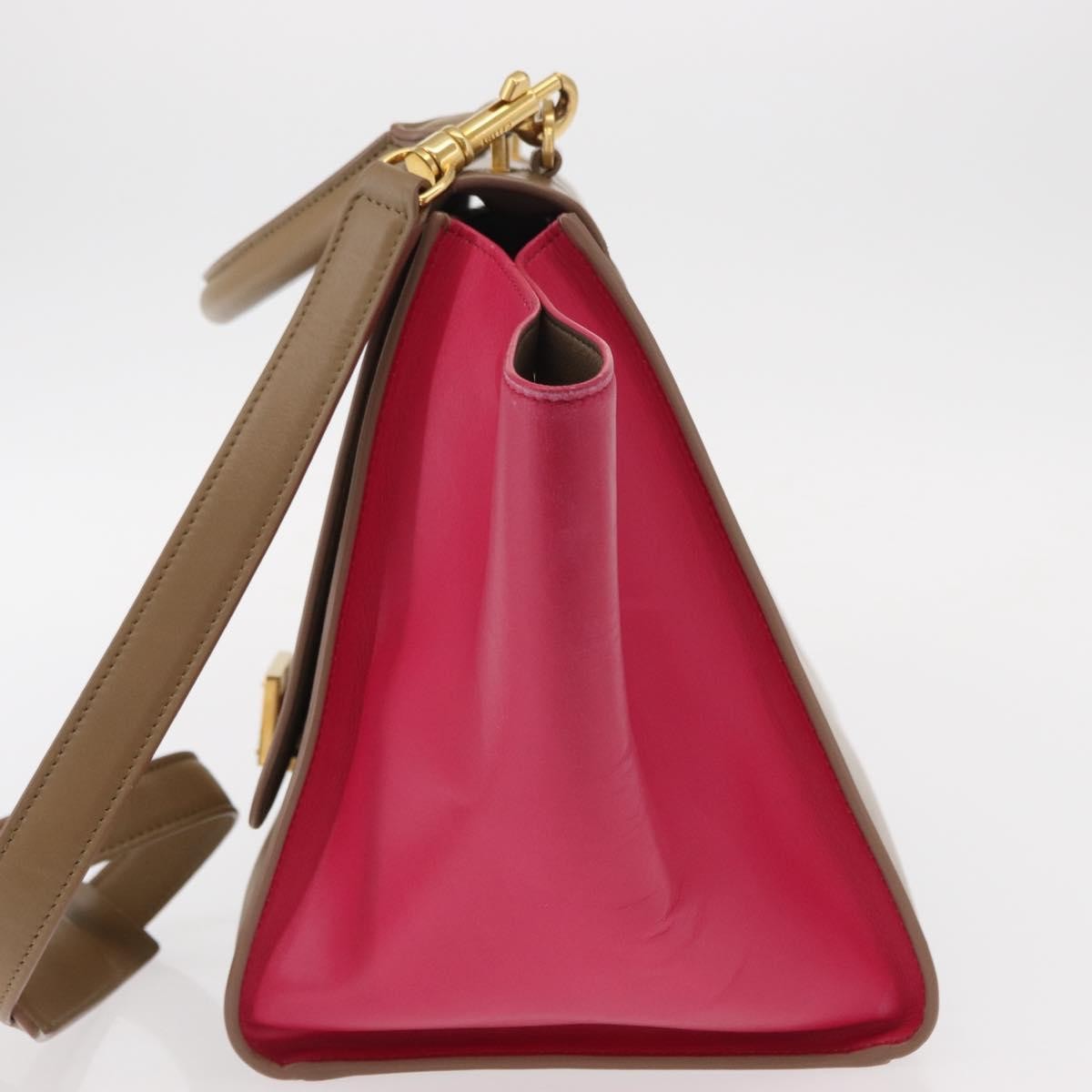 Celine Bicolor Trapeze Bag Leather, BEIGE, LEATHER, Handbag