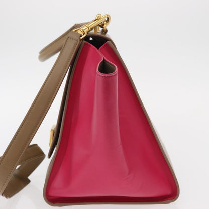 Celine Bicolor Trapeze Bag Leather, BEIGE, LEATHER, Handbag