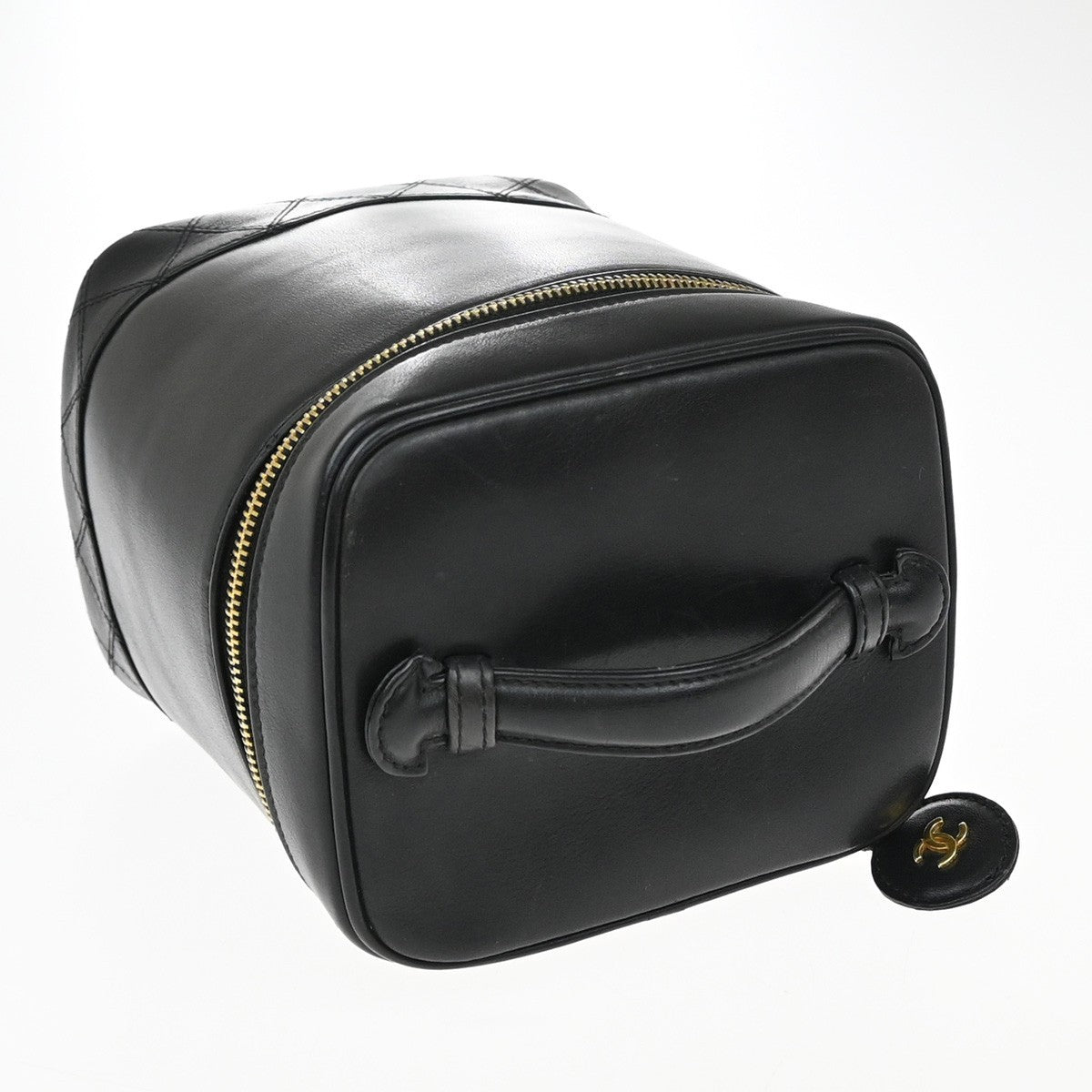 Chanel Vintage Cosmetic Case Quilted Lambskin, Black, Leather, Handbag