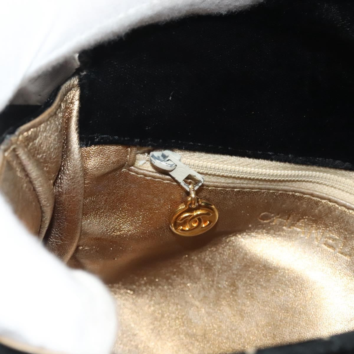 Chanel Vintage CC Flap Waist Bag Quilted Leather, BLACK, VELVET, Handbag