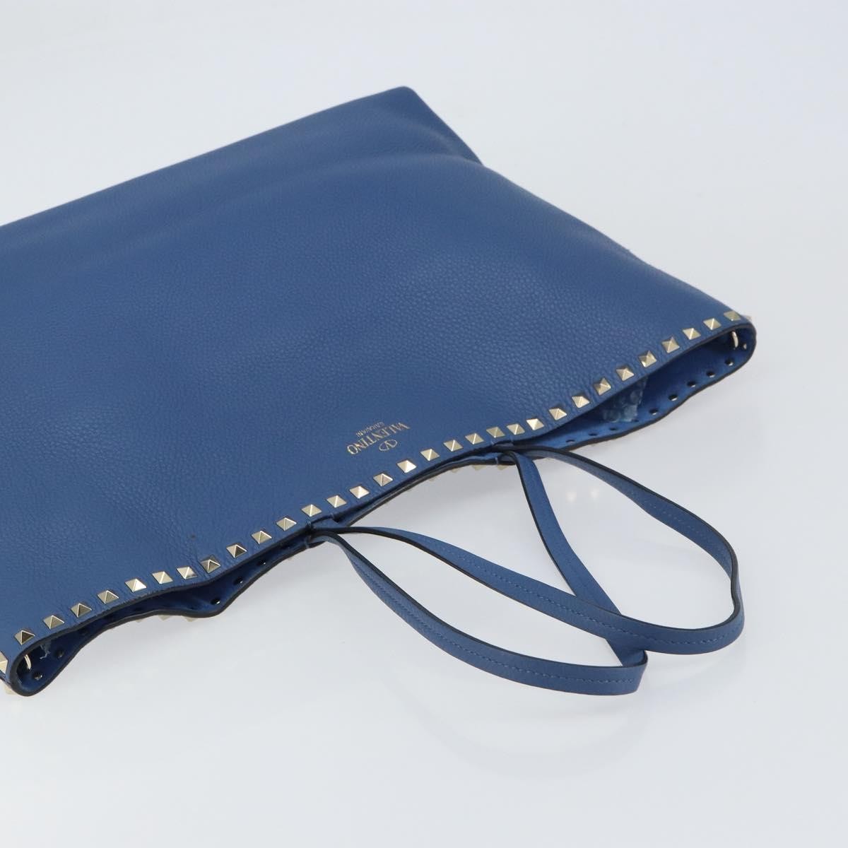 Valentino Garavani Rockstud Shopper Tote Leather, BLUE, LEATHER, Tote bag