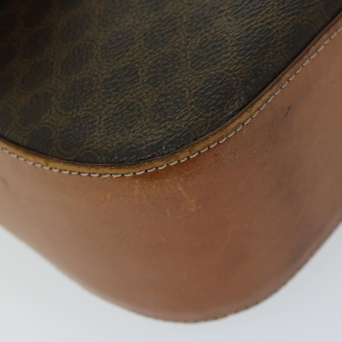 Celine Vintage Convertible Macadam Turnlock Shoulder Bag Canvas and Leather, BROWN, CANVAS, Shoulder bag