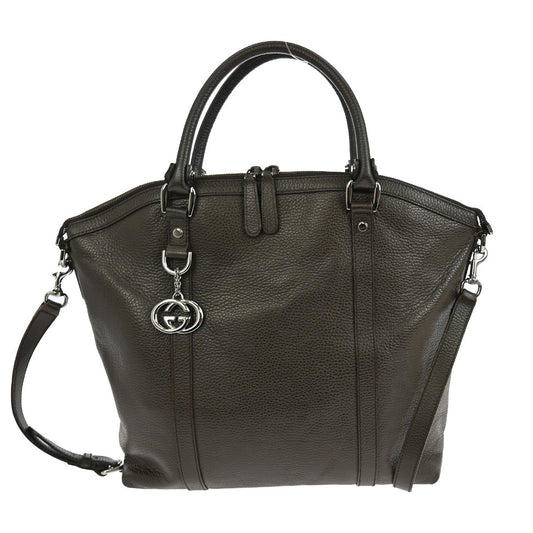 Gucci Britt Convertible Dome Satchel Leather, BROWN, LEATHER, Handbag