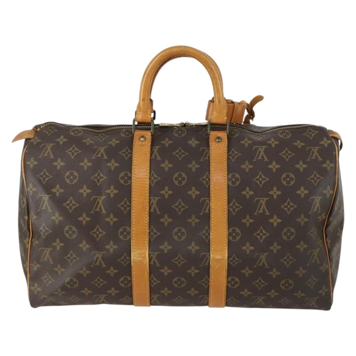 Louis Vuitton Keepall Bag Monogram Canvas, BROWN, CANVAS, Travel bag