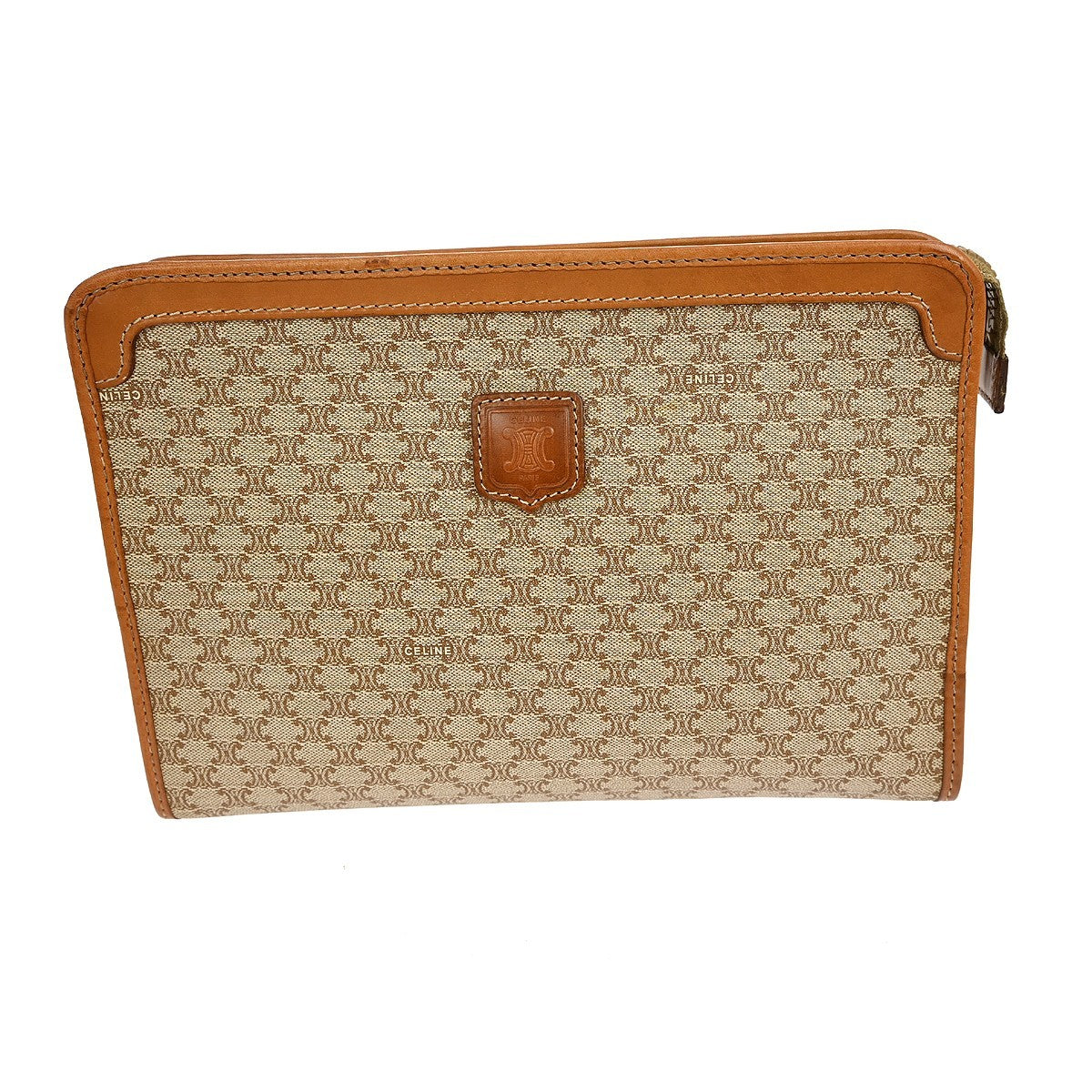 Celine Macadam Pochette Canvas and Leather, BEIGE, CANVAS, Clutche & pouche