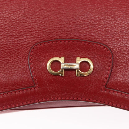 Salvatore Ferragamo Gancini Shoulder Bag Leather, RED, LEATHER, Shoulder bag