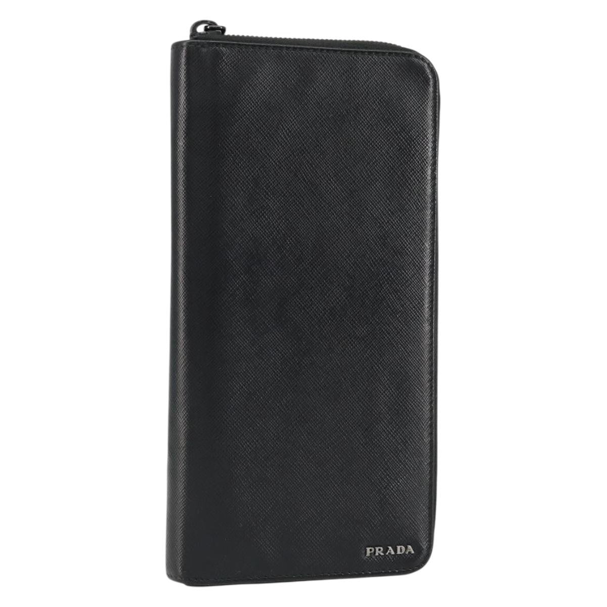Prada Saffiano Wallet Leather, BLACK, LEATHER, Wallets