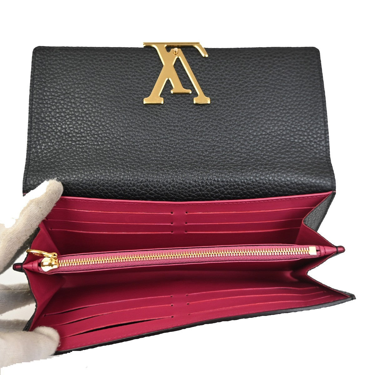 Louis Vuitton Capucines Long Wallet Leather, BLACK, LEATHER, Wallets