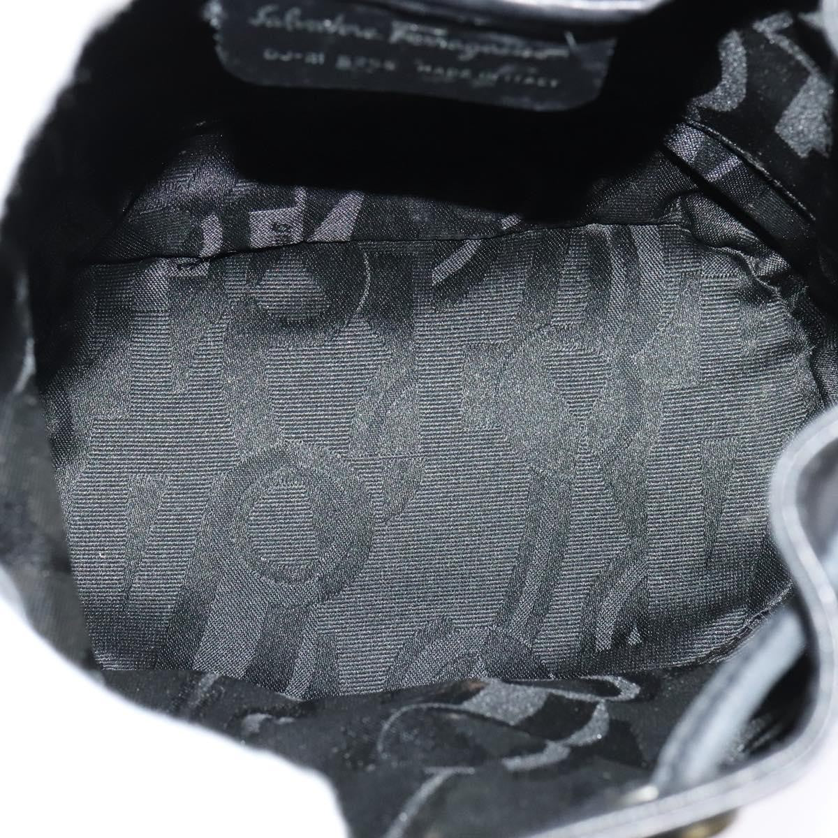 Salvatore Ferragamo Gancini Flap Drawstring Backpack Leather, BLACK, LEATHER, Backpack