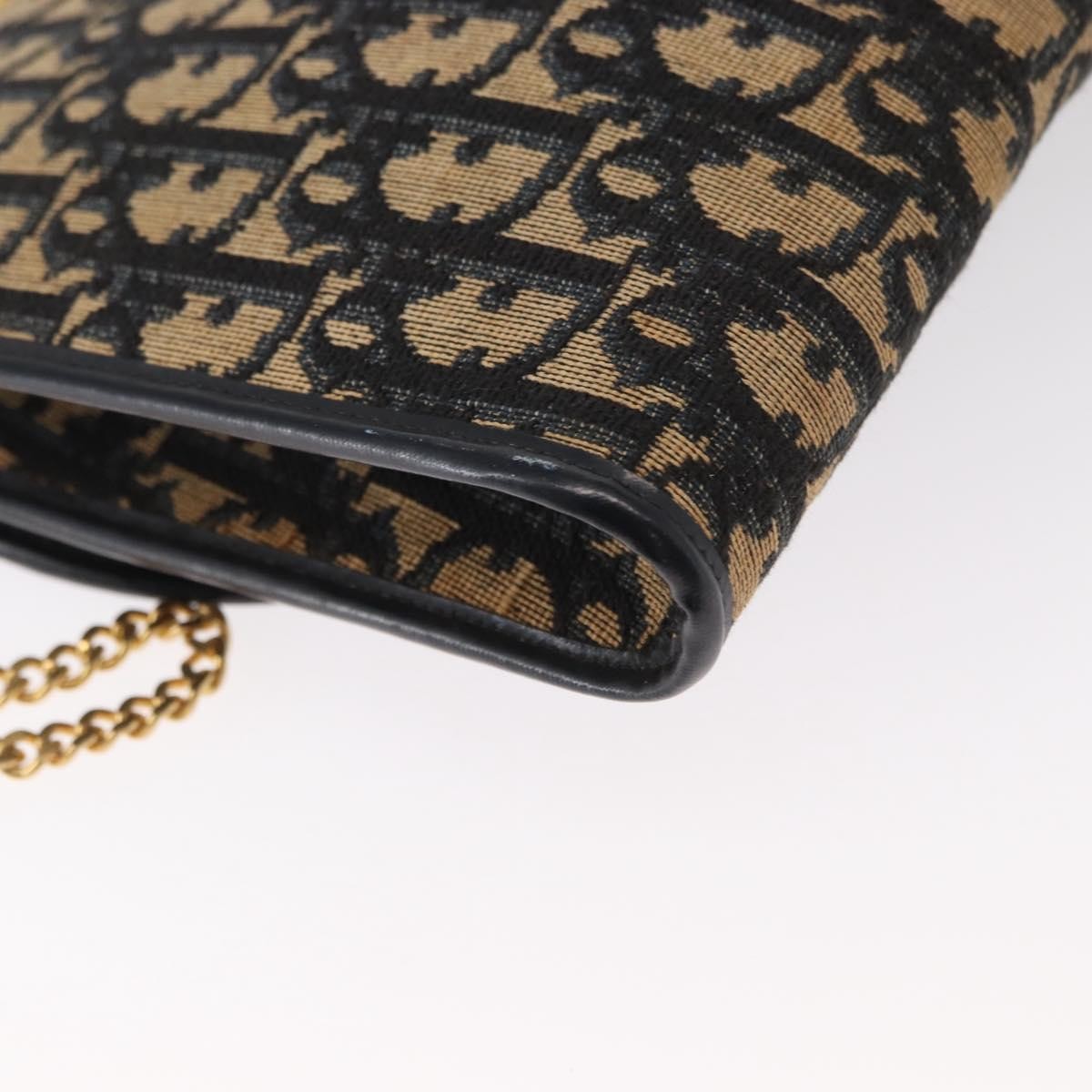 Christian Dior Vintage CD Chain Flap Shoulder Bag Diorissimo Canvas, NAVY, CANVAS, Shoulder bag