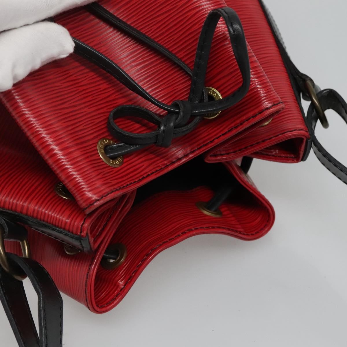 Louis Vuitton Petit Noe Handbag Two Tone Epi Leather, RED, LEATHER, Handbag