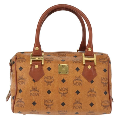 MCM Visetos logogramme Handbag Canvas and Leather, BROWN, PVC, Handbag