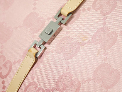 Gucci Jackie 1961 Tote GG Denim and Leather, Pink, Canvas, Handbag