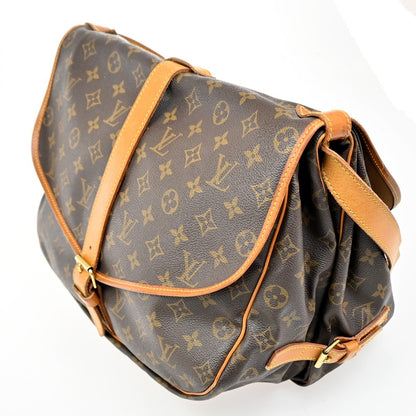 Louis Vuitton Saumur Handbag Monogram Canvas, Brown, Canvas, Shoulder Bag