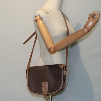Celine Macadam Shoulder Bag PVC Leather, BROWN, CANVAS, Shoulder bag
