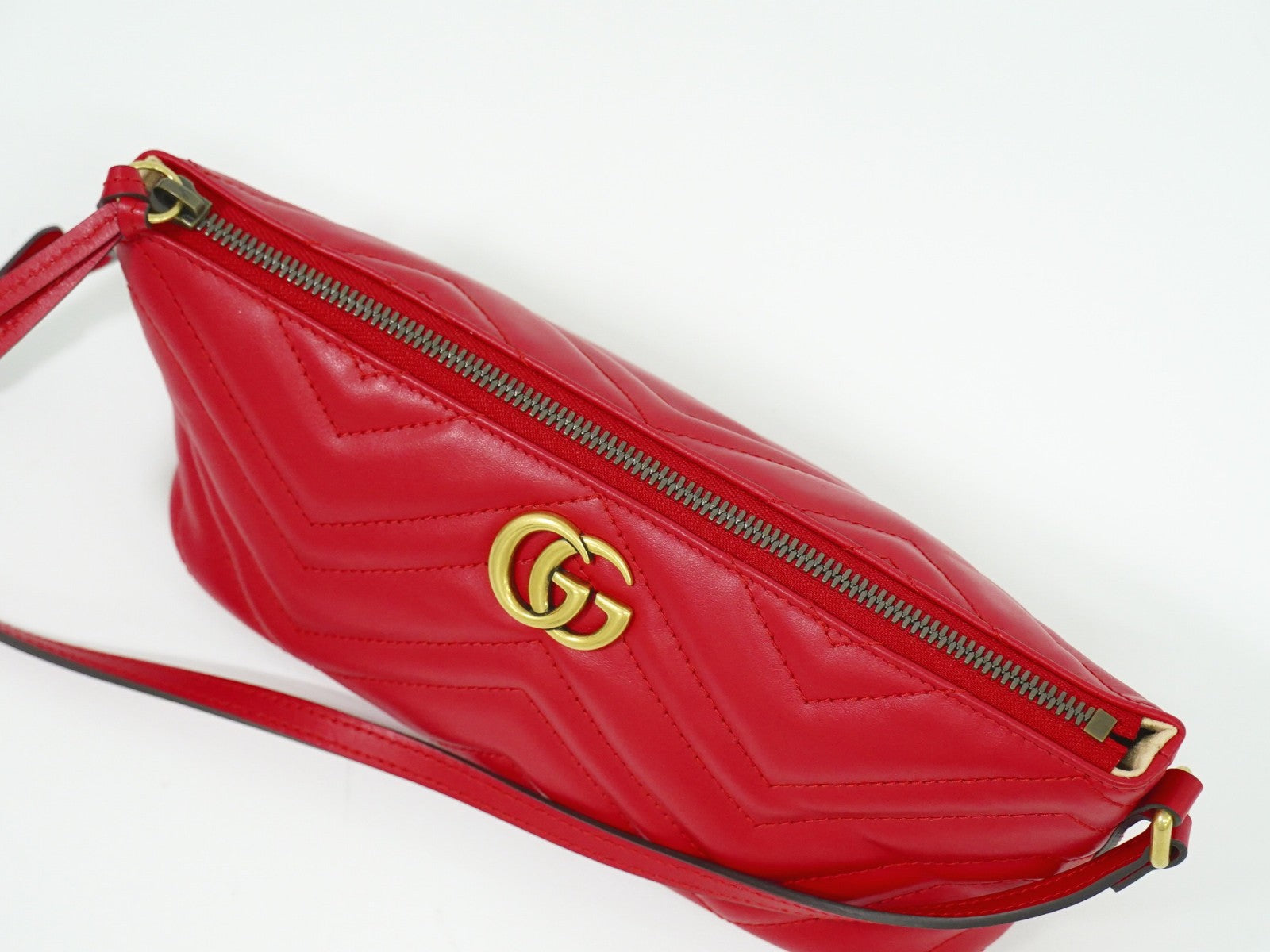 Gucci GG Marmont Shoulder Bag Leather, RED, LEATHER, Shoulder bag