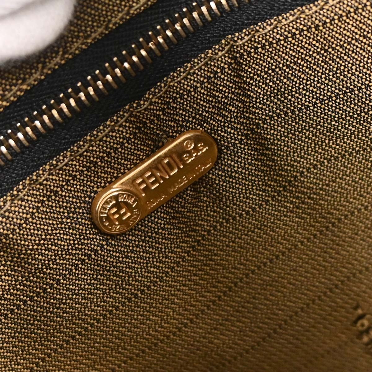 Fendi Vanity Clutch Canvas, BROWN, CANVAS, Handbag