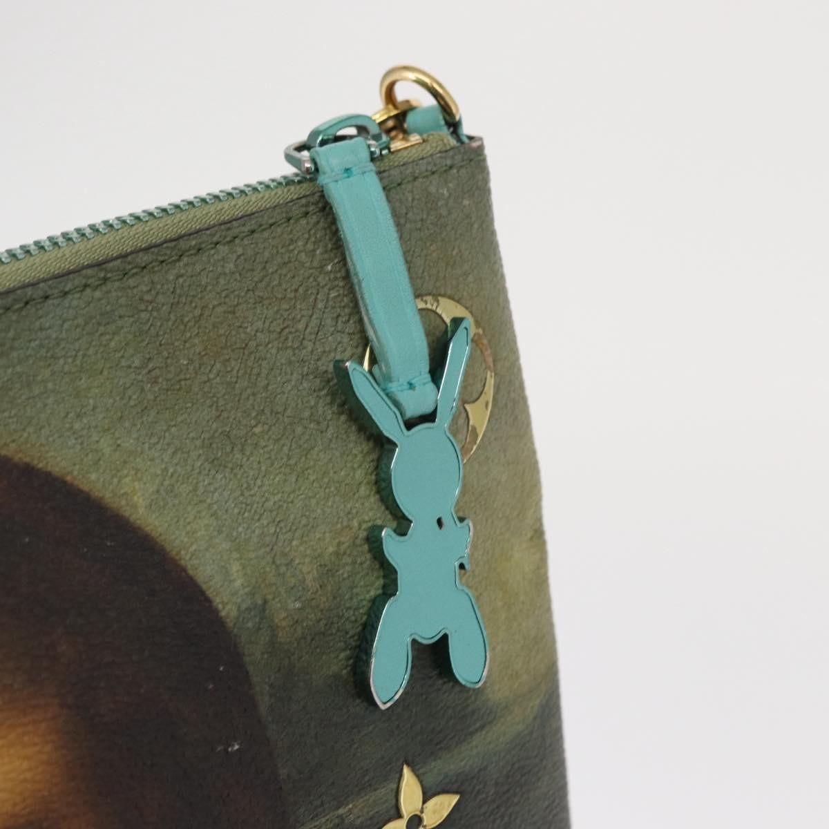 Louis Vuitton Pochette Clutch Limited Edition Jeff Koons Da Vinci Print Canvas, GREEN, PVC, Clutche & pouche