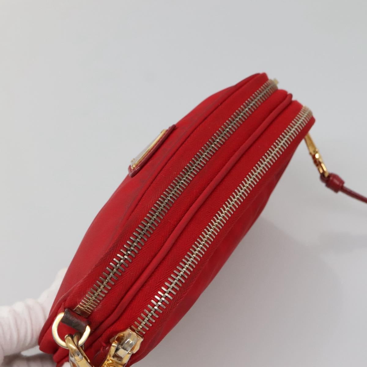 Prada Double Zip Shoulder Bag Nylon, RED, NYLON, Shoulder bag