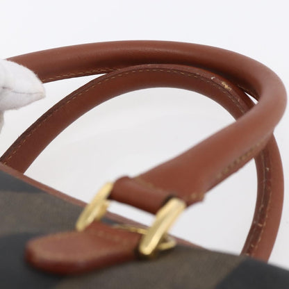 Fendi Vintage Pequin Convertible Boston Bag Coated Canvas, BROWN, CANVAS, Handbag