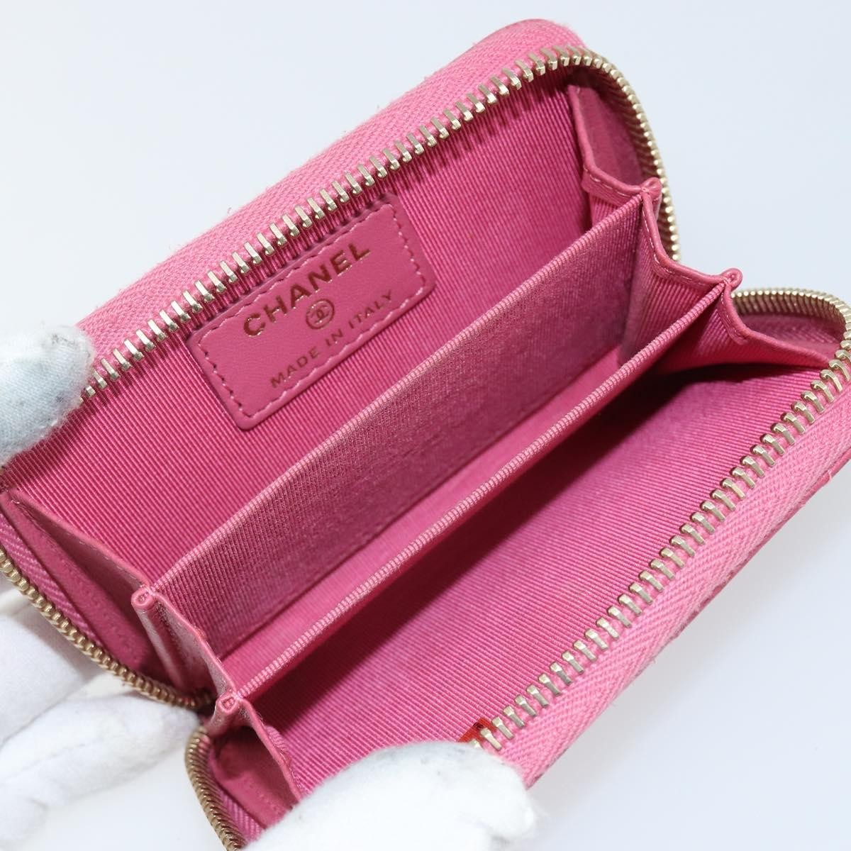 Chanel So Black CC Zip Coin Purse Quilted Lambskin, PINK, LEATHER, Wallets