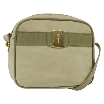 Salvatore Ferragamo Vala Shoulder Bag Suede, GREEN, SUEDE, Shoulder bag