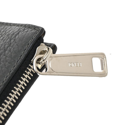 Fendi logo zip pouch FF Printed Leathear, GRAY, LEATHER, Clutche & pouche